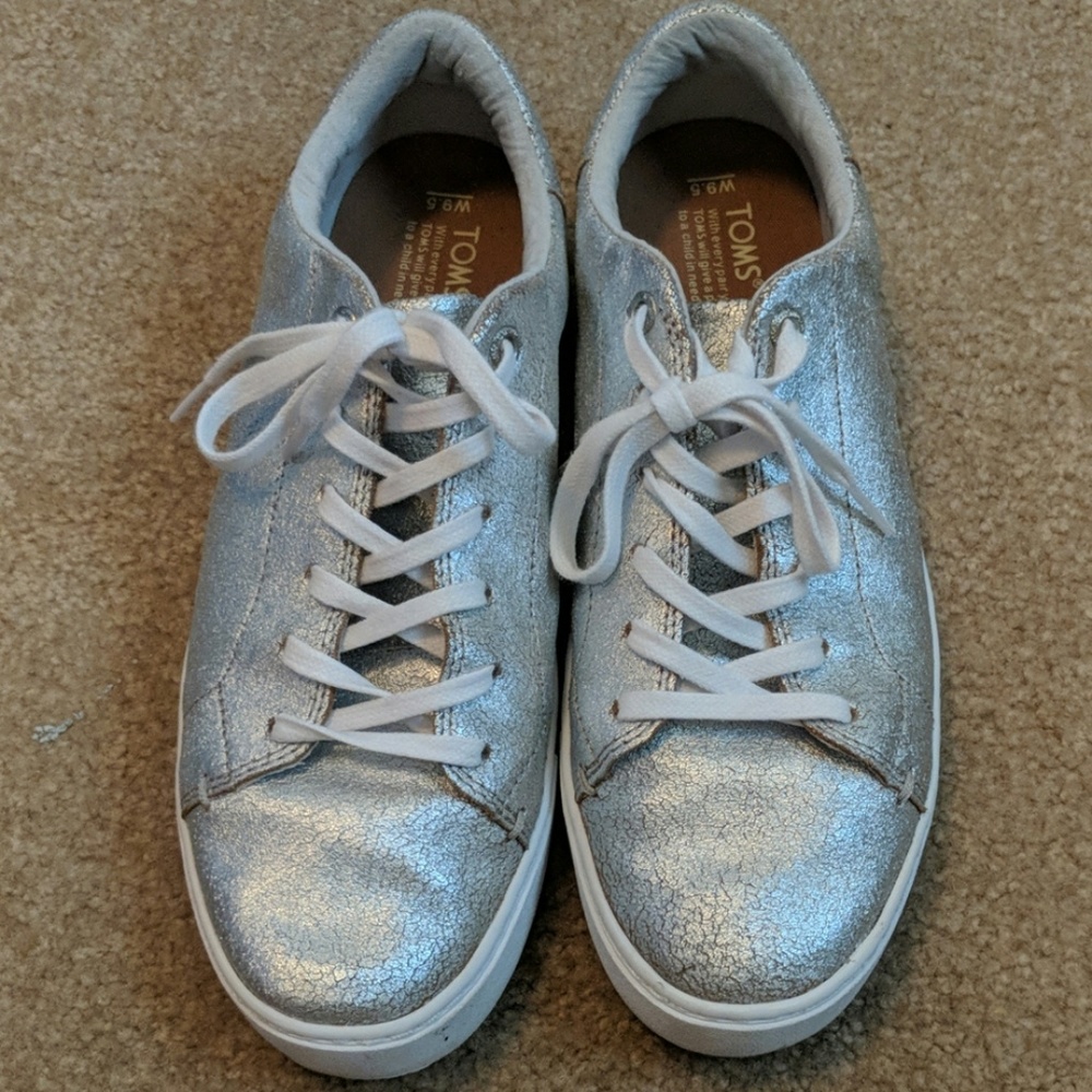 Lenox Silver Metallic Leather Sneakers